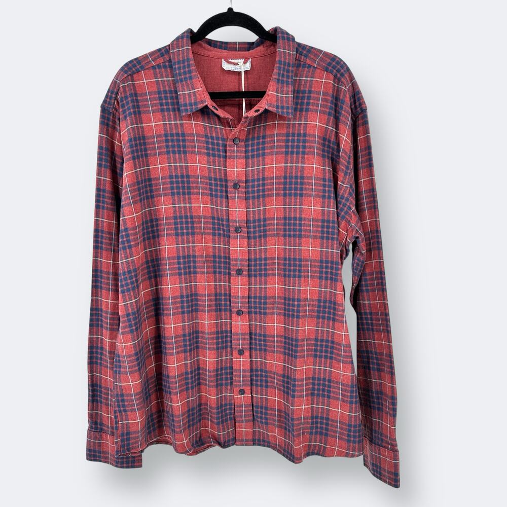 Southern Tide Payton Heather Reversible Plaid Flannel Shirt Mens Size XXL Red